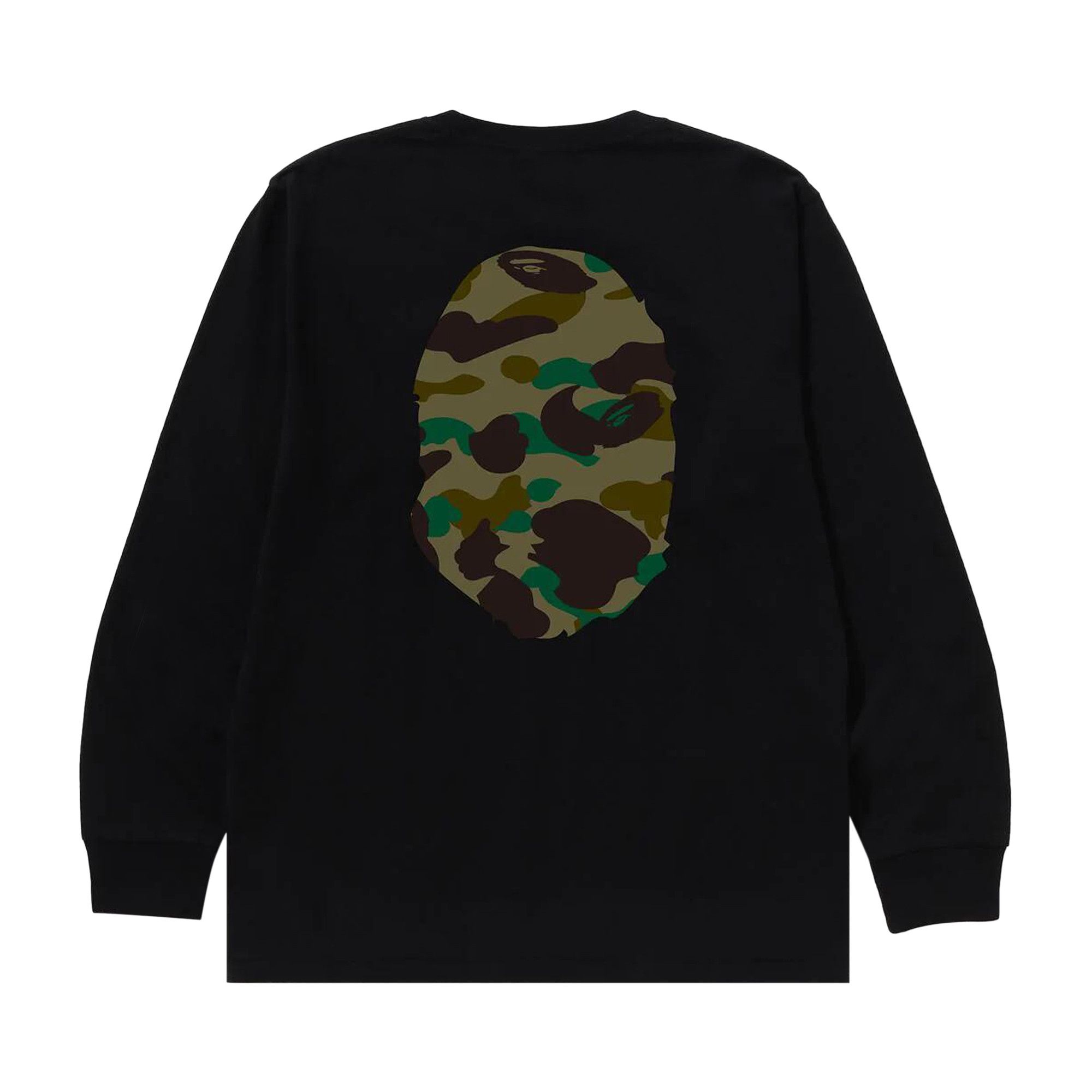 Buy BAPE 1st Camo Big Ape Head Long-Sleeve Tee 'Black/Green