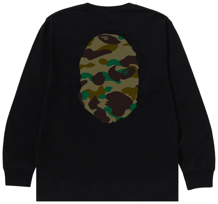 BAPE 1st Camo Big Ape Head Long Sleeve Tee BlackGreen