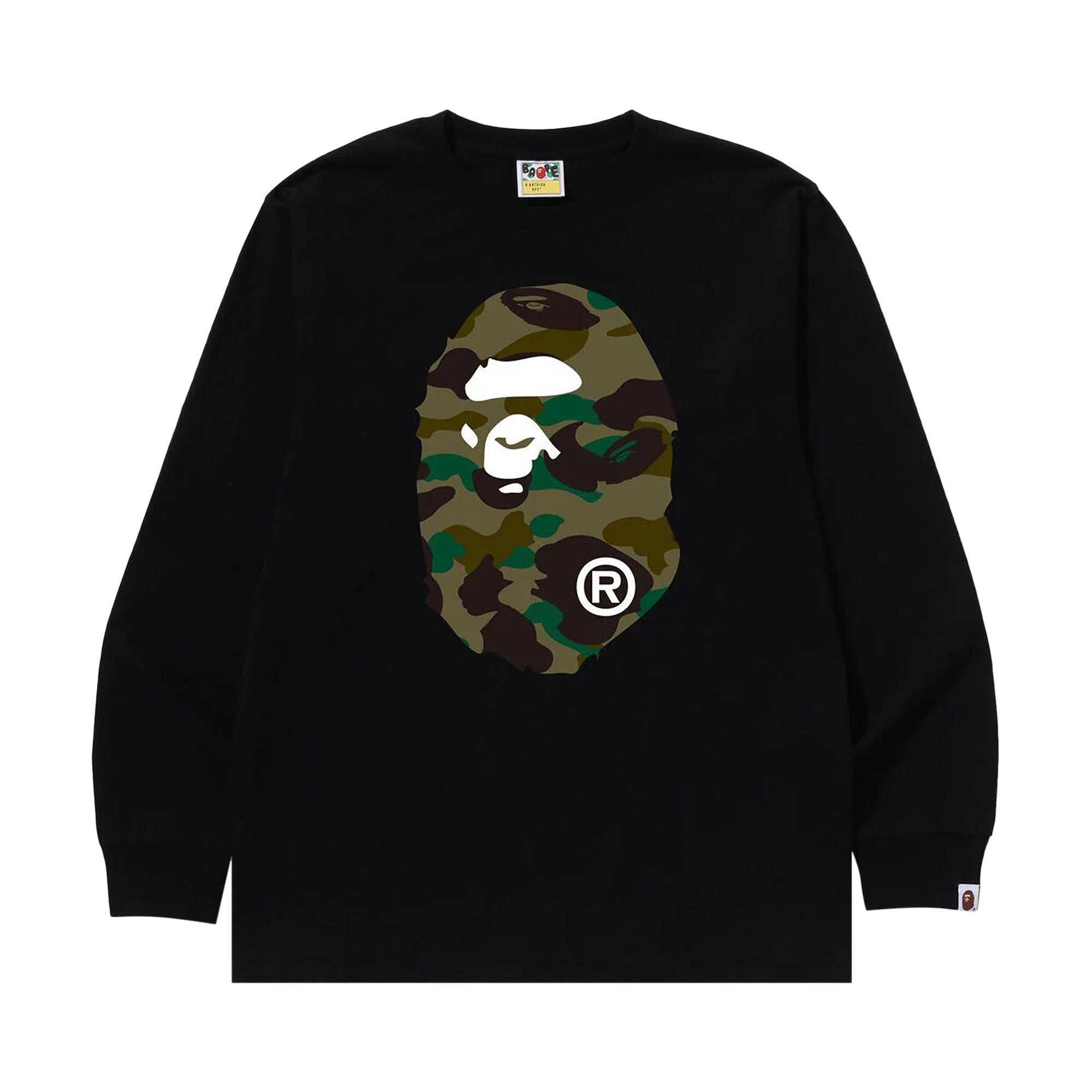 Buy BAPE 1st Camo Big Ape Head Long-Sleeve Tee 'Black/Green