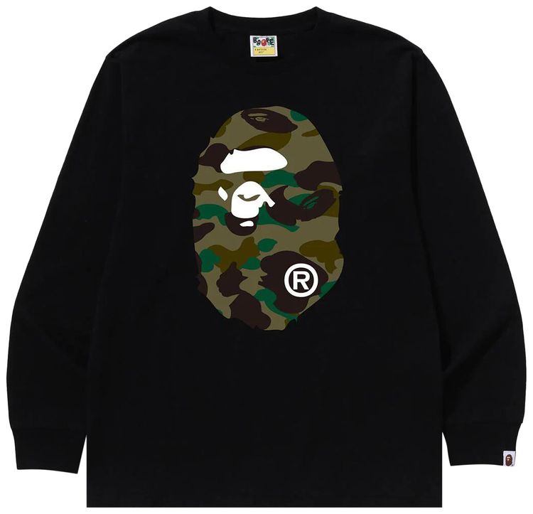 BAPE 1st Camo Big Ape Head Long Sleeve Tee BlackGreen