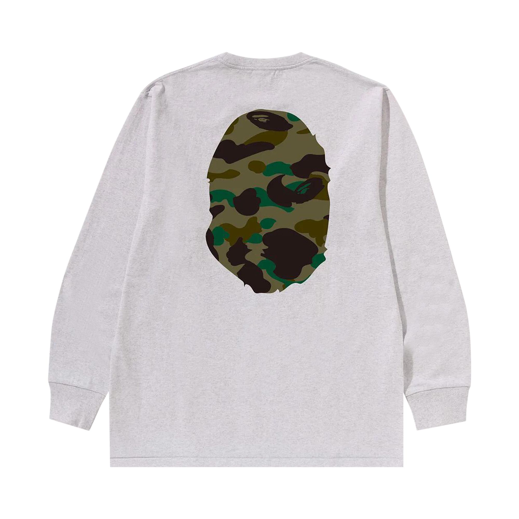 Buy BAPE 1st Camo Big Ape Head Long-Sleeve Tee 'Grey/Green' - 1K80