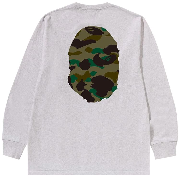 BAPE 1st Camo Big Ape Head Long Sleeve Tee GreyGreen