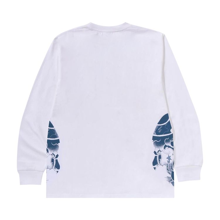 BAPE Japanese Tattoo Side Big Ape Head Long Sleeve Tee White