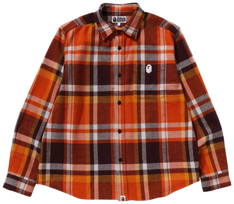 BAPE Check Relaxed Fit Shirt Orange