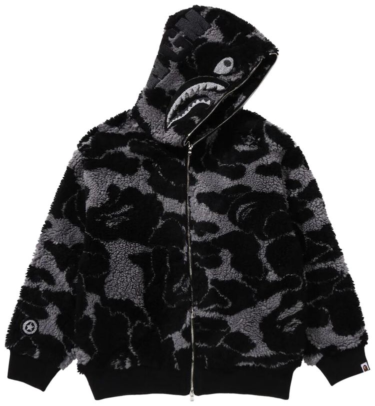 BAPE ABC Camo Boa Shark Relaxed Fit Full Zip Hoodie Black
