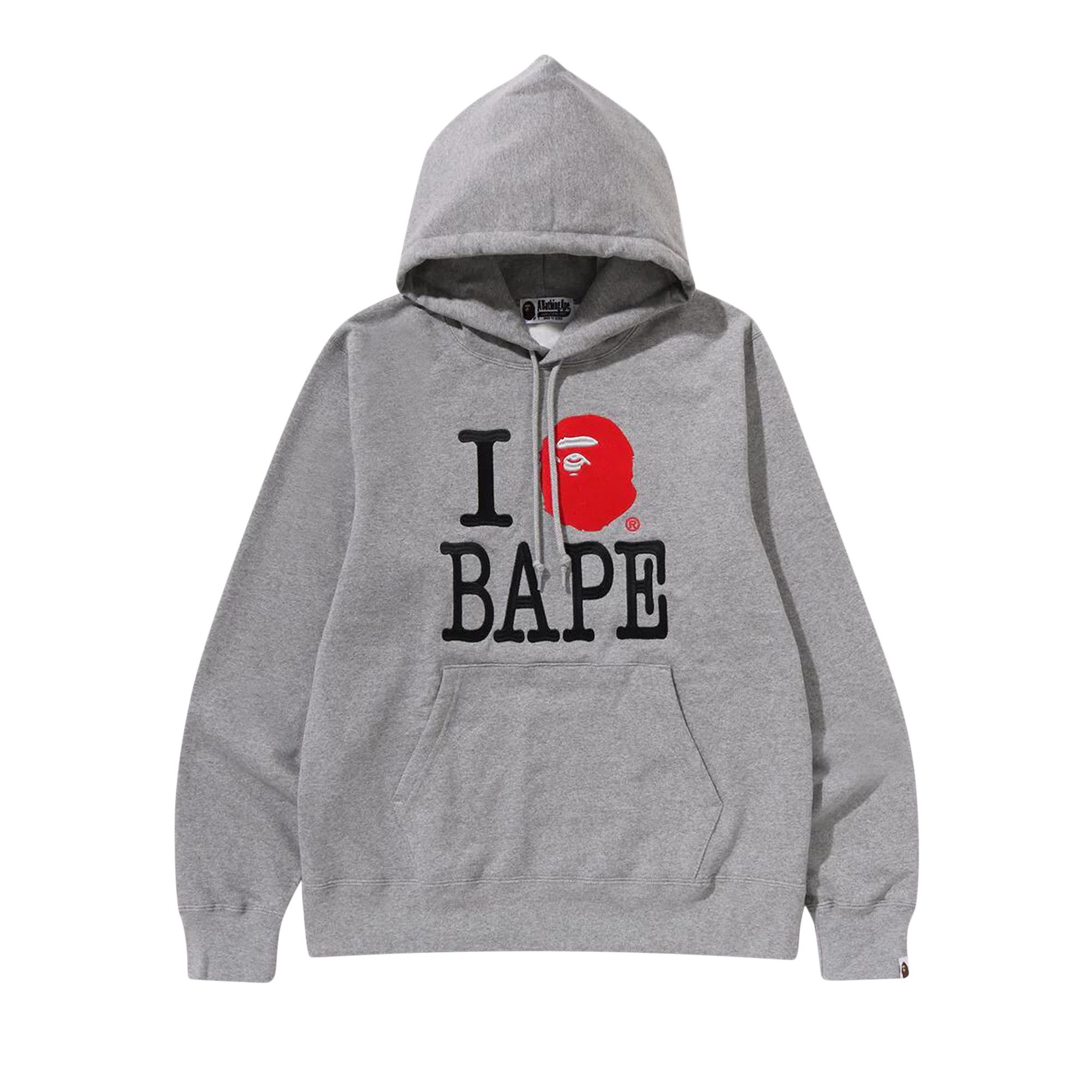 Buy BAPE I Love BAPE Pullover Hoodie 'Grey' - 1K80 114 005 GREY | GOAT