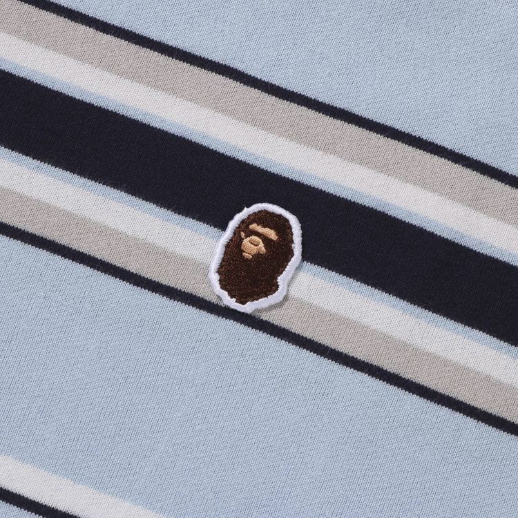 BAPE Ape Head One Point Stripe Relaxed Fit Long Sleeve Tee Sax