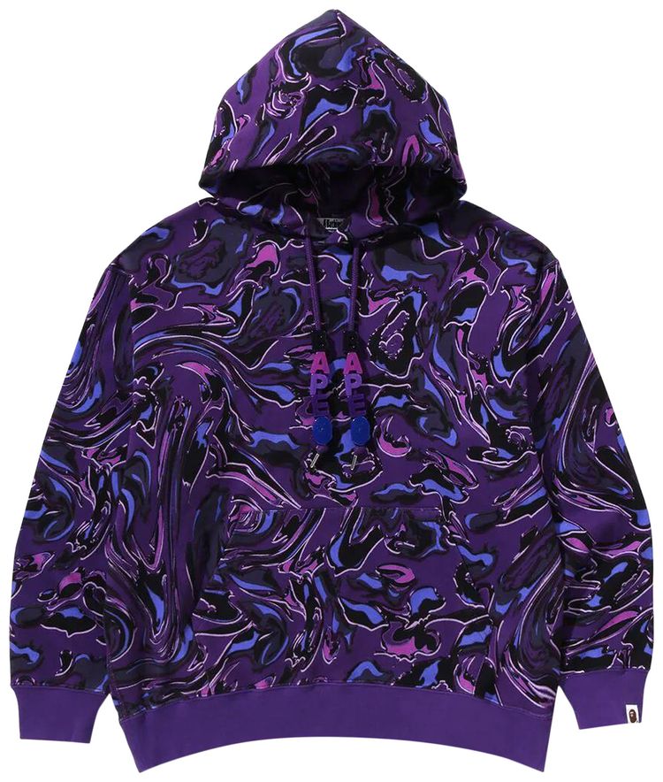 BAPE Marbling Camo Relaxed Fit Pullover Hoodie Purple