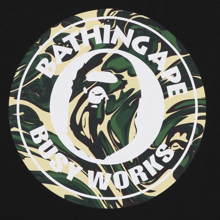 BAPE Marbling Camo Busy Works Relaxed Fit Tee Black