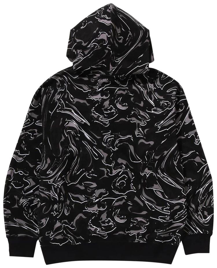 BAPE Marbling Camo Relaxed Fit Pullover Hoodie Black
