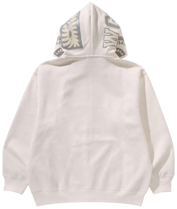 BAPE Line Camo Quilted Shark Relaxed Fit Full Zip Hoodie Ivory
