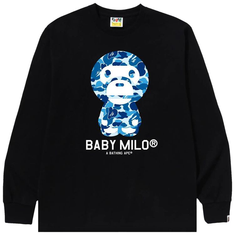 BAPE ABC Camo Baby Milo Long Sleeve Tee BlackBlue