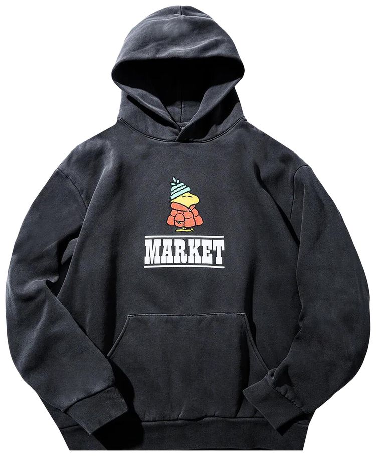 Market Peanuts Puffer Hoodie Washed Black