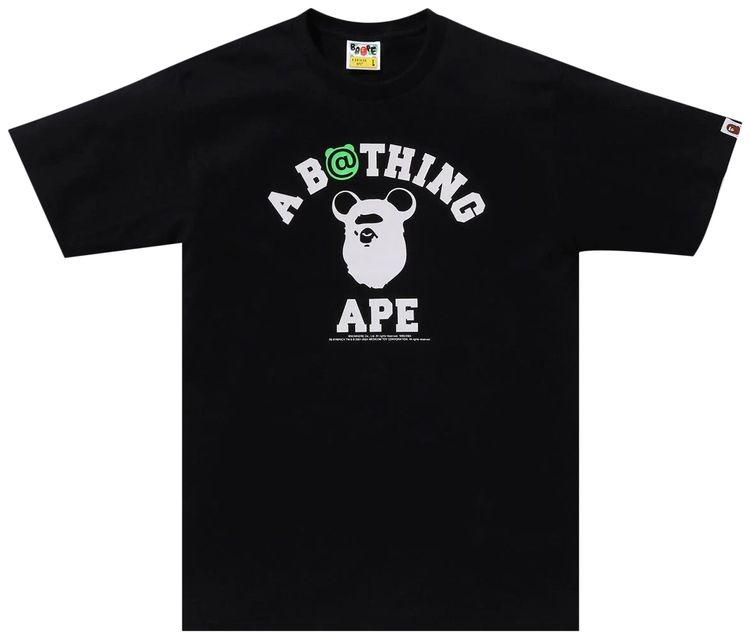 BAPE x MEDICOM TOY Bear College Tee Black