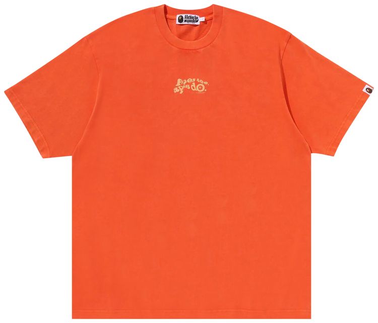 BAPE Garment Dye Logo Relaxed Fit Tee Orange