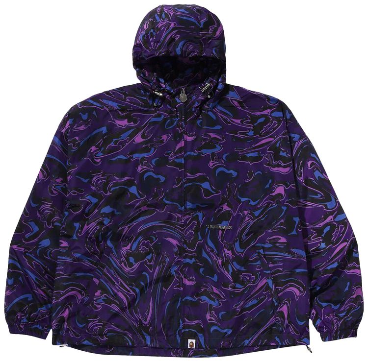 BAPE Marbling Camo Bathing Ape Logo Nylon Hooded Jacket Purple