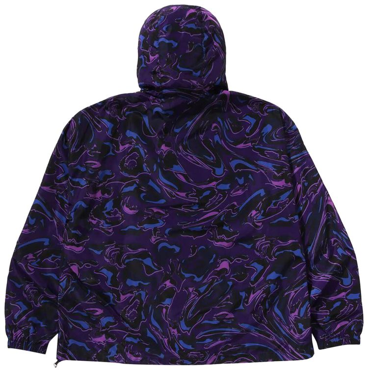 BAPE Marbling Camo Bathing Ape Logo Nylon Hooded Jacket Purple
