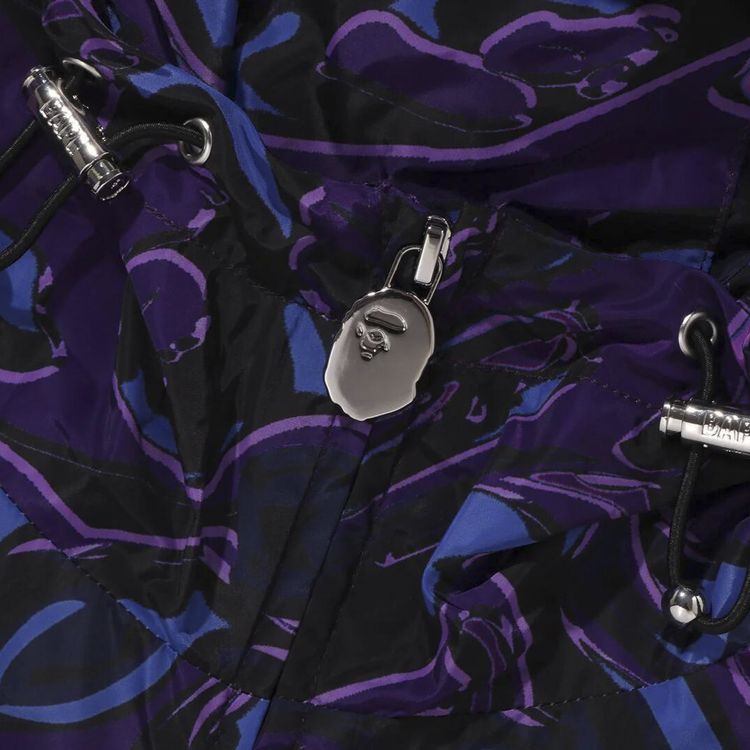 BAPE Marbling Camo Bathing Ape Logo Nylon Hooded Jacket Purple
