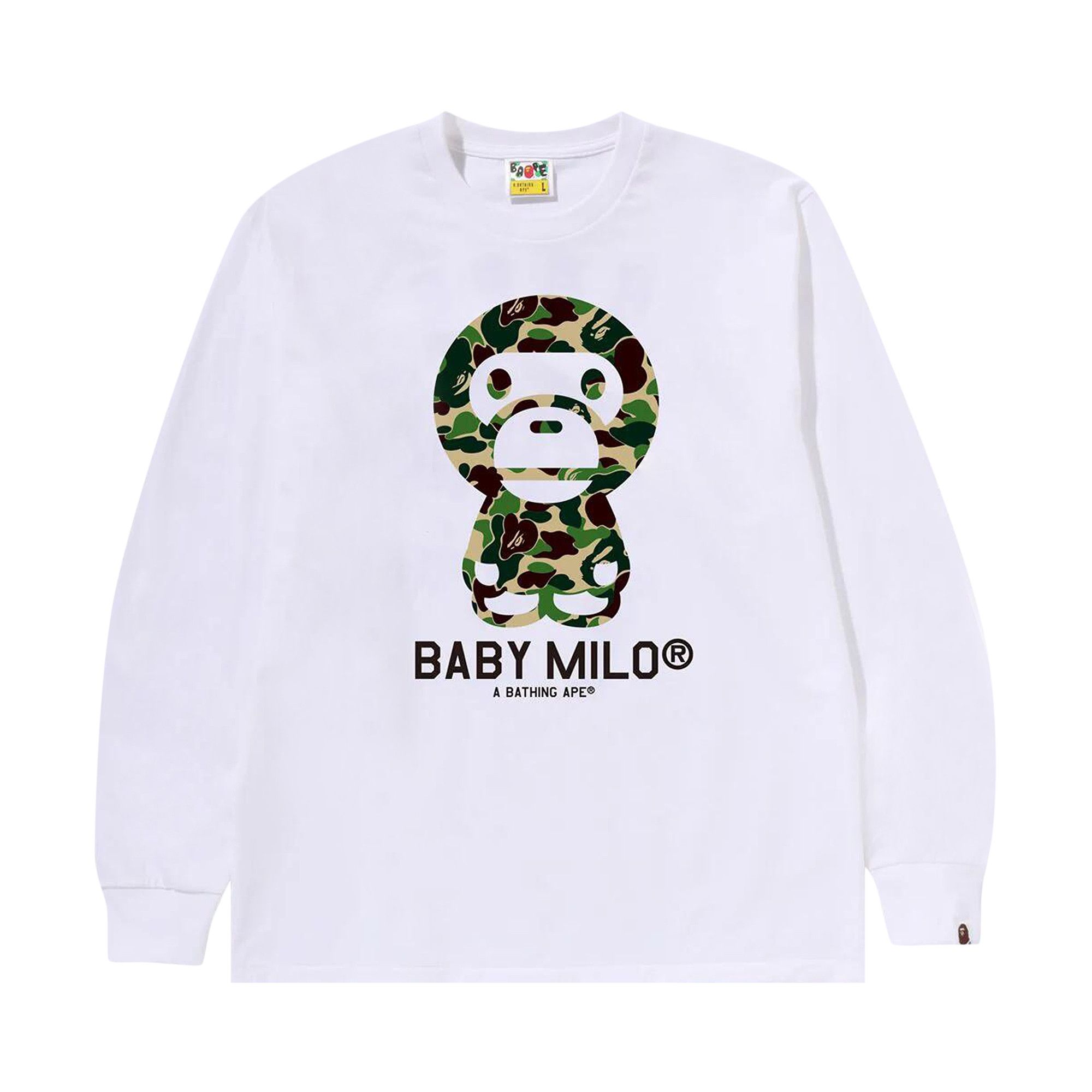 Buy BAPE ABC Camo Baby Milo Long-Sleeve Tee 'White/Green