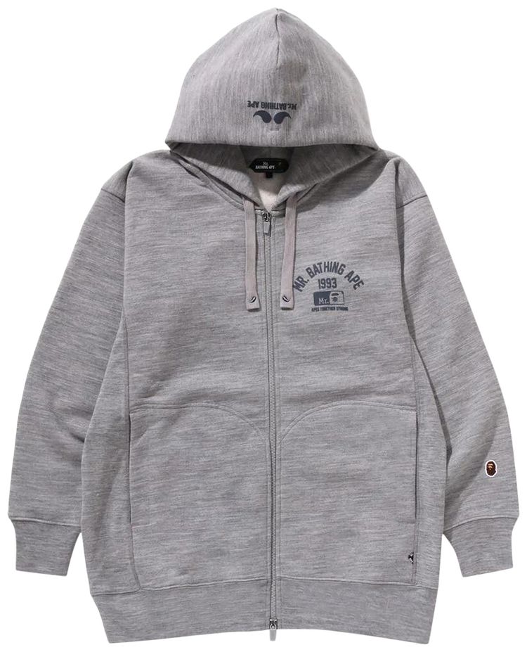 BAPE Zip Up Pullover Hoodie Grey