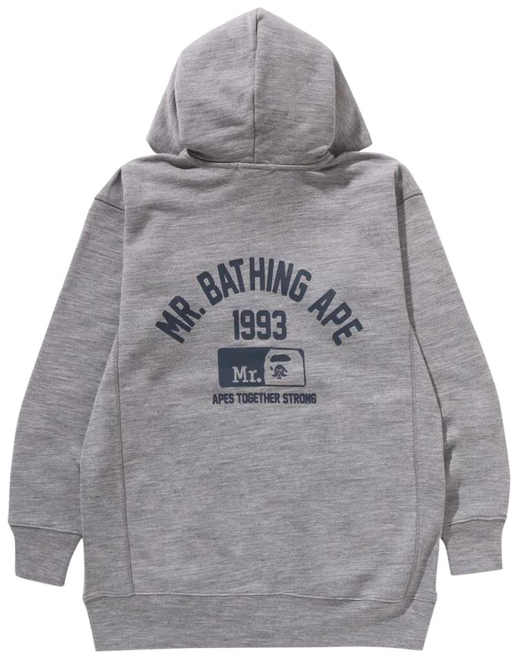 BAPE Zip Up Pullover Hoodie Grey