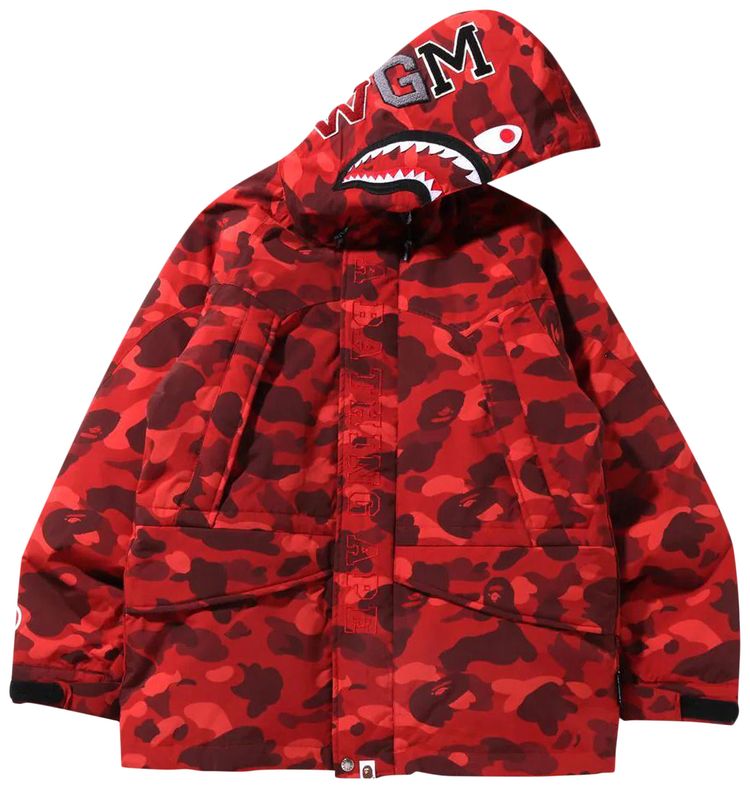 BAPE Color Camo Shark Snowboard Down Jacket Red