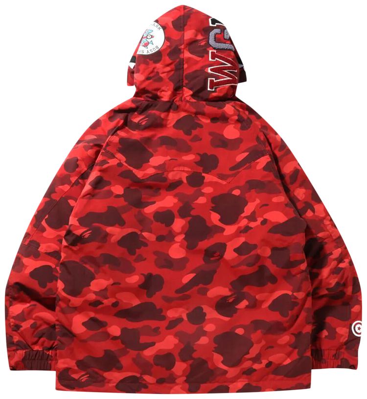 BAPE Color Camo Shark Snowboard Down Jacket Red