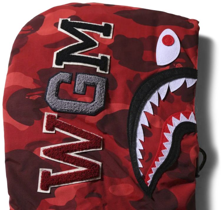 BAPE Color Camo Shark Snowboard Down Jacket Red