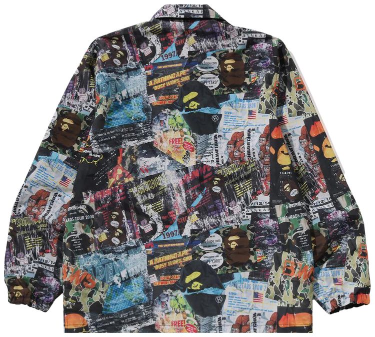 BAPE Flyer Pattern Reversible Coach Jacket Multicolor