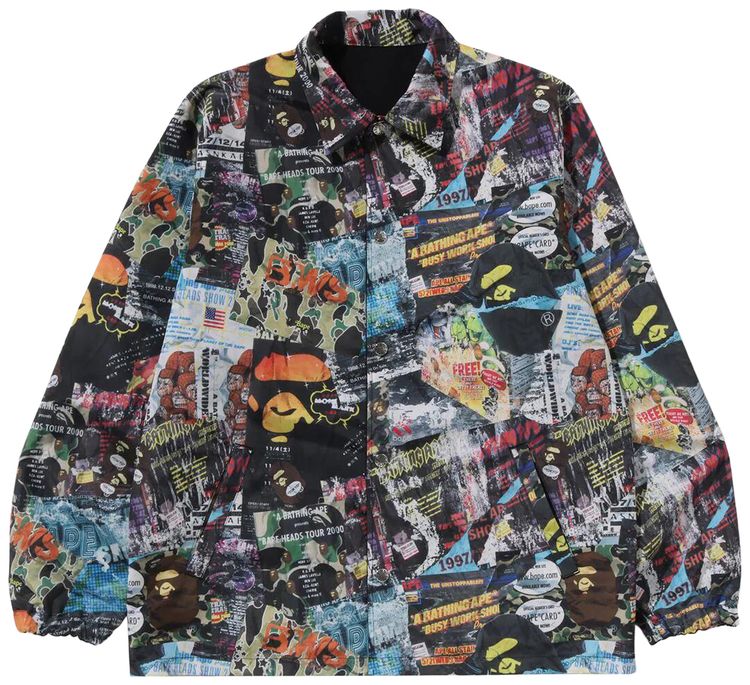 BAPE Flyer Pattern Reversible Coach Jacket Multicolor