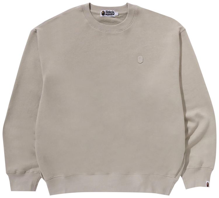BAPE One Point Relaxed Fit Crewneck Sweatshirt Beige