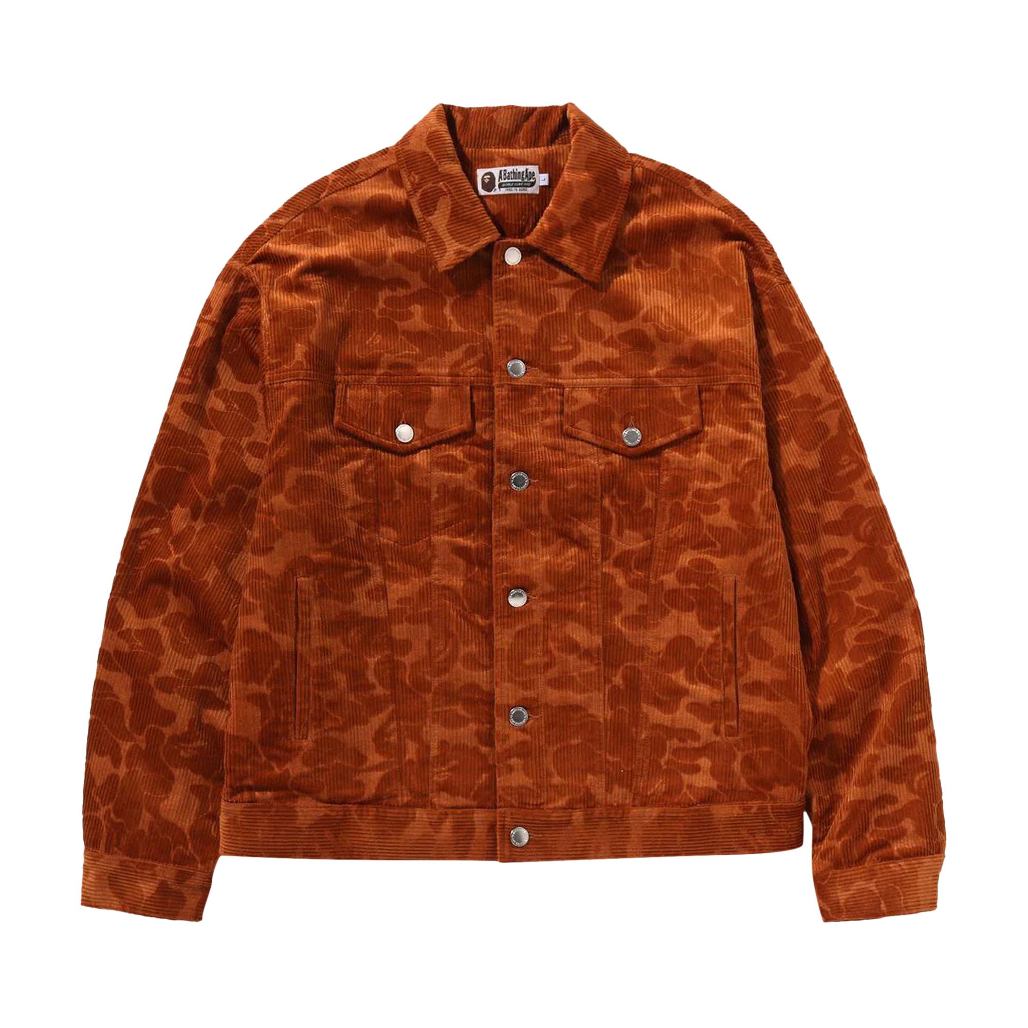 Buy BAPE Solid Camo Corduroy Trucker Jacket 'Brown' - 1K80 140 301