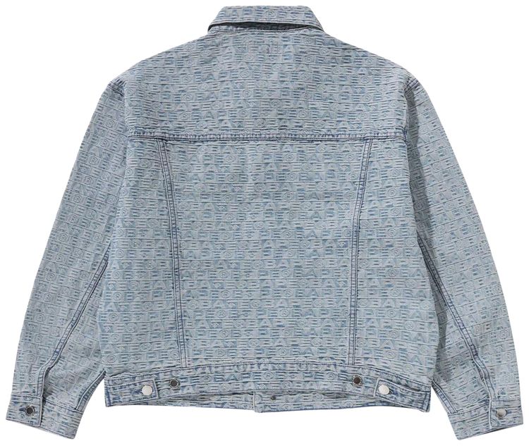 BAPE Lux Sport Pattern Jacquard Denim Trucker Jacket Light Indigo