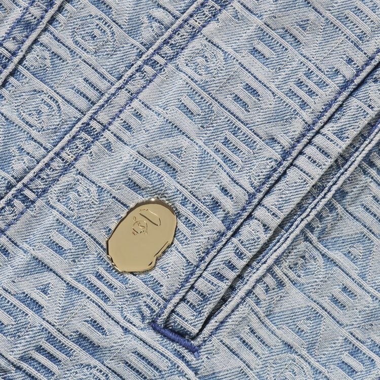 BAPE Lux Sport Pattern Jacquard Denim Trucker Jacket Light Indigo