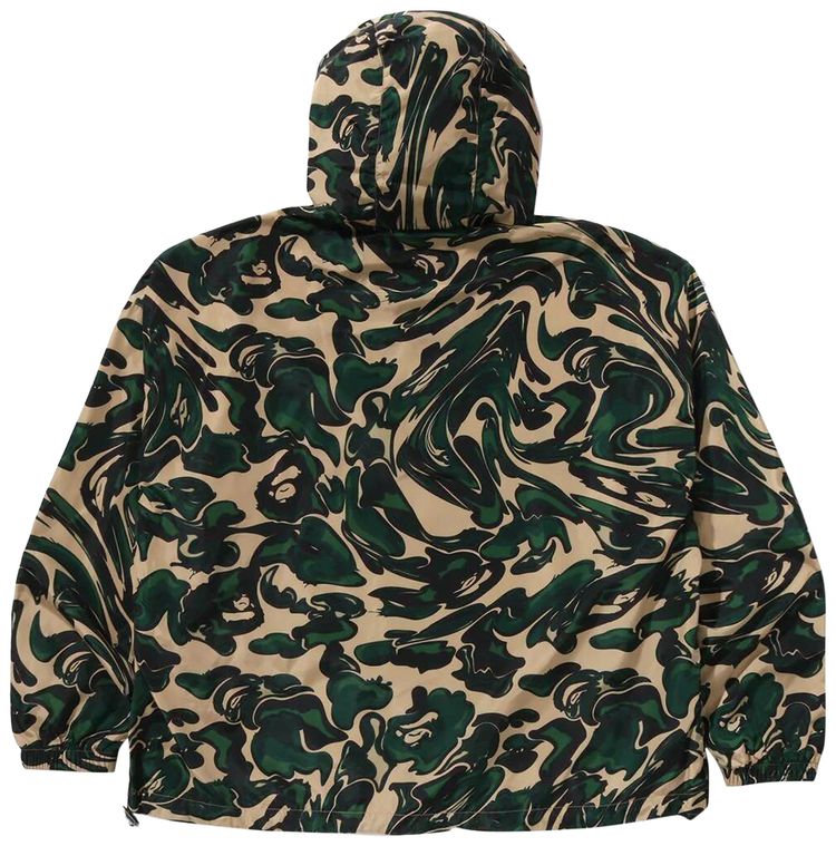 BAPE Marbling Camo Bathing Ape Logo Nylon Hooded Jacket Green