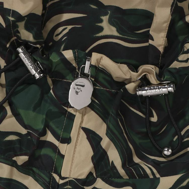 BAPE Marbling Camo Bathing Ape Logo Nylon Hooded Jacket Green