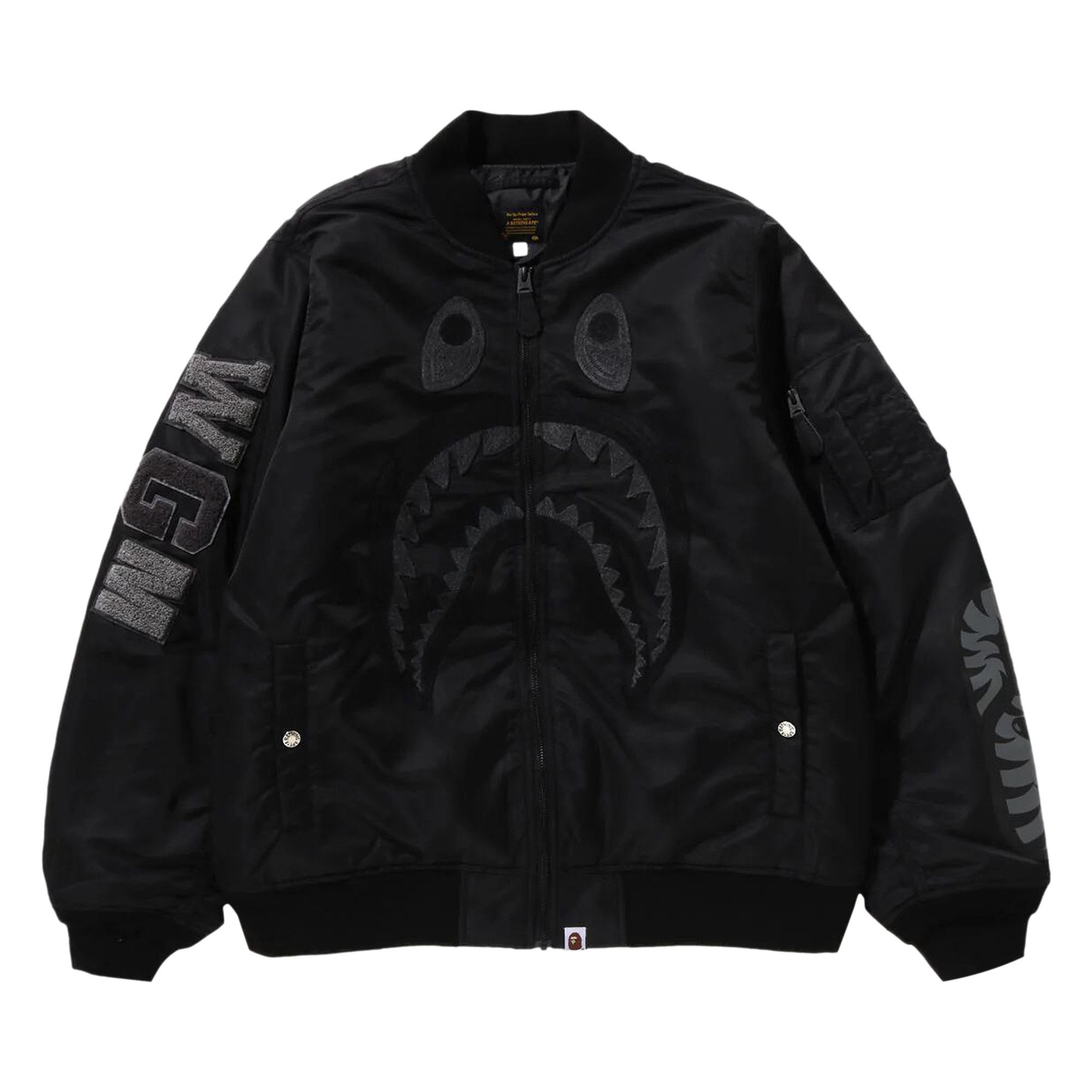 希少 BAPE Side Zip Shark Windbreaker 黒 M① BAPE Side Zip Shark Button Up Black - Jugrnaut