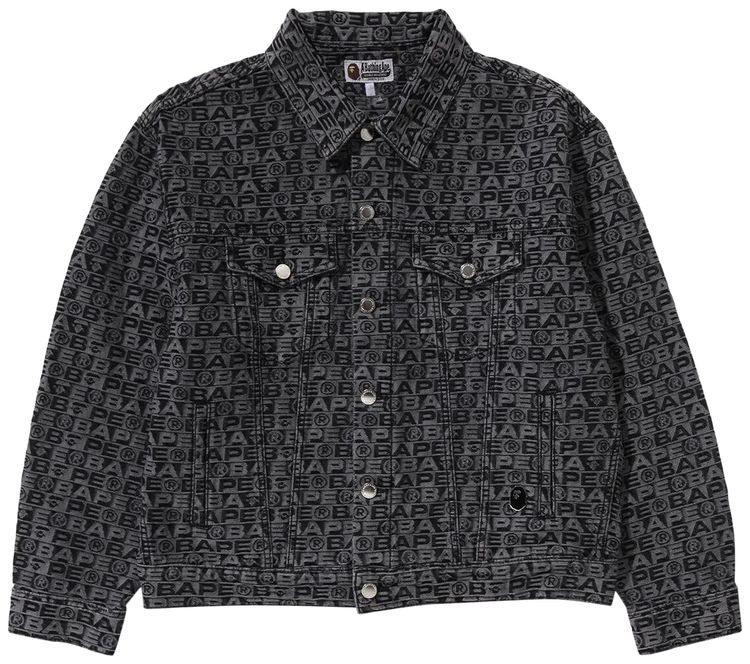 BAPE Lux Sport Pattern Jacquard Denim Trucker Jacket Black
