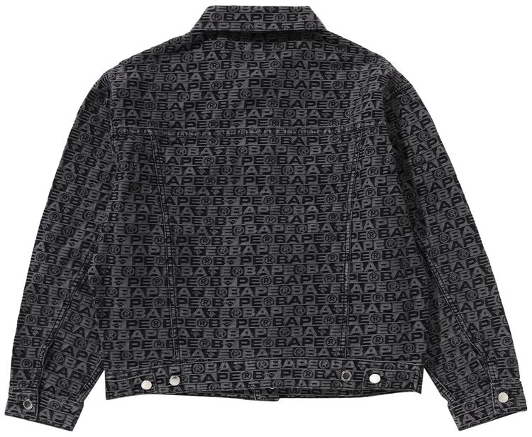 BAPE Lux Sport Pattern Jacquard Denim Trucker Jacket Black
