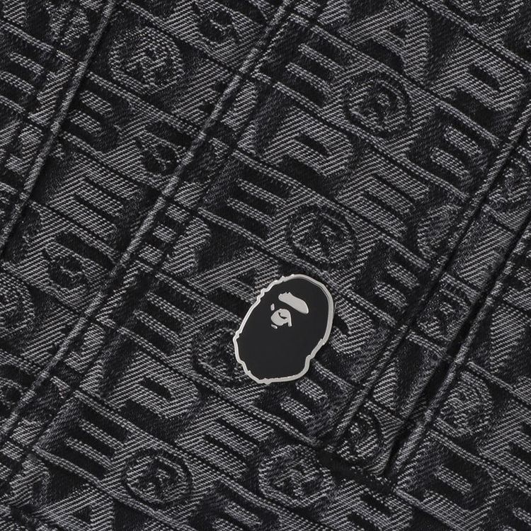 BAPE Lux Sport Pattern Jacquard Denim Trucker Jacket Black