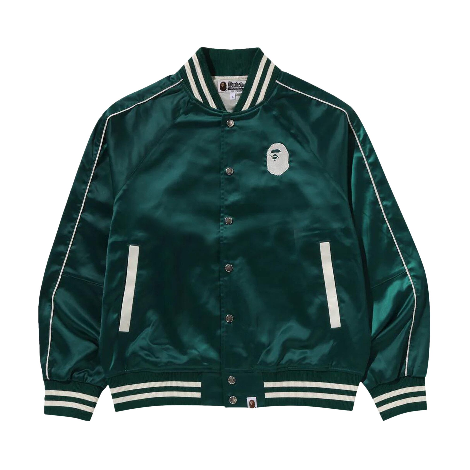 Buy BAPE A Bathing Ape Nylon Varsity Jacket 'Green' - 1K80 140 005