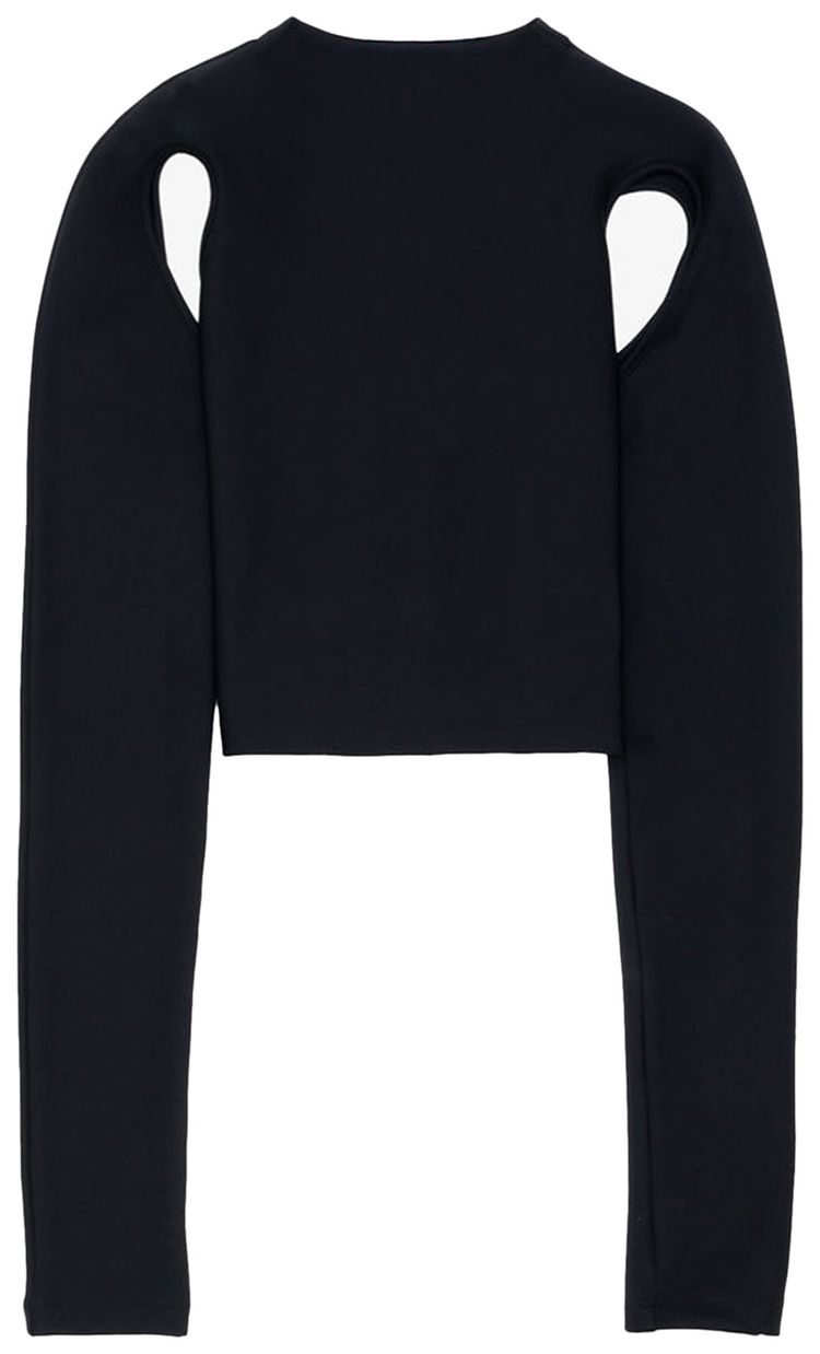 Off White Sleek Long Sleeve Crop Top BlackWhite