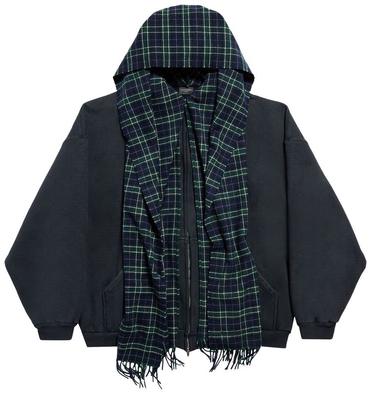 Balenciaga Scarf Zip Up Hoodie Deep BlueBlack