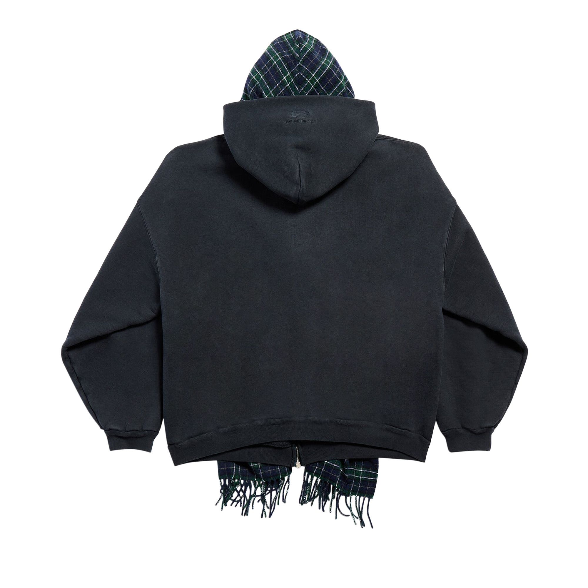 Buy Balenciaga Scarf Zip-Up Hoodie 'Deep Blue/Black Buy Balenciaga Scarf Zip-Up Hoodie 'Deep Blue/Black