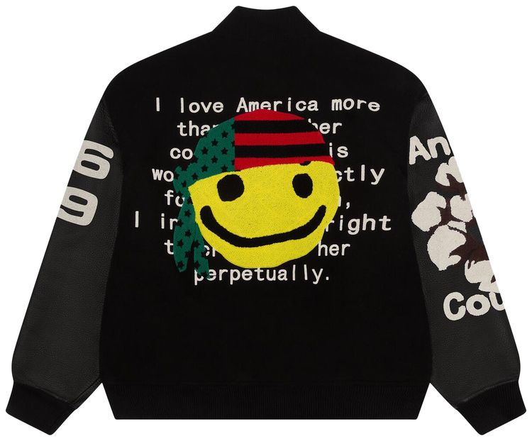 Denim Tears x Cactus Plant Flea Market Cactus Tears Varsity Jacket Black