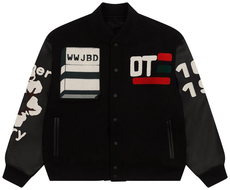 Denim Tears x Cactus Plant Flea Market Cactus Tears Varsity Jacket Black