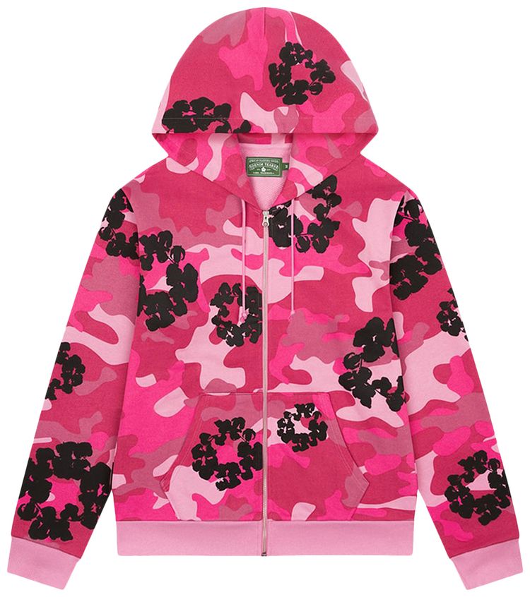 Denim Tears The Wreath Zip Hoodie Pink Camo