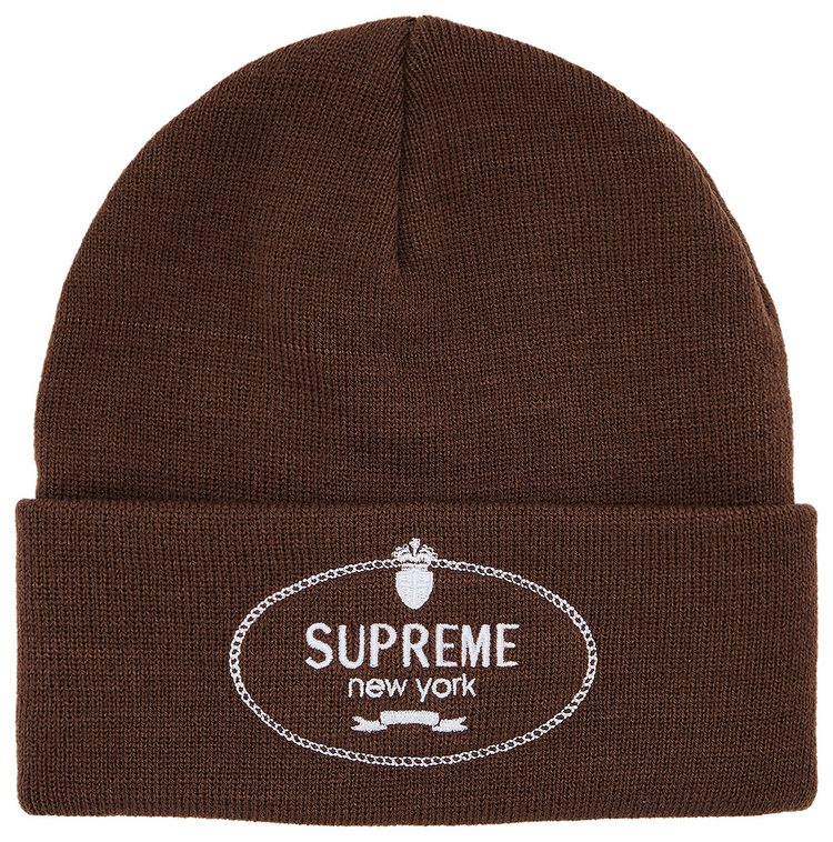 Supreme Crest Beanie Brown