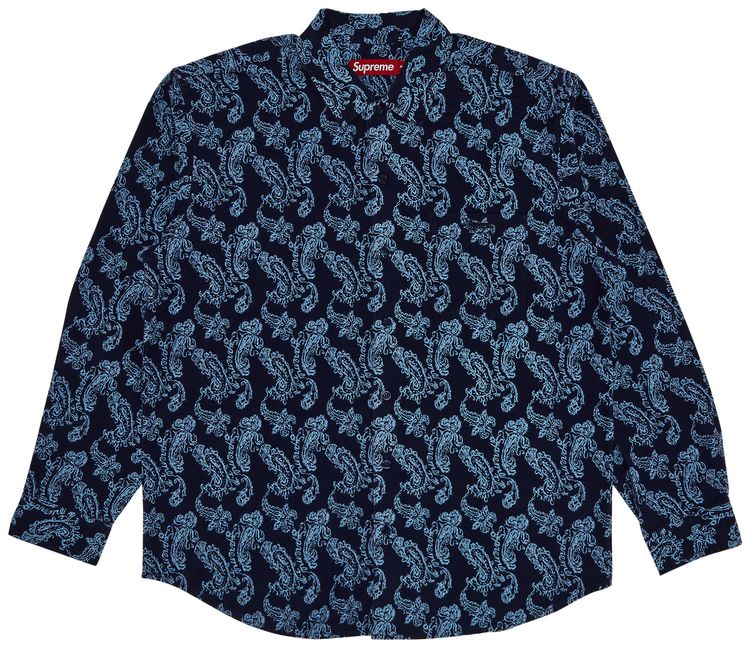 Supreme Paisley Flannel Shirt Navy
