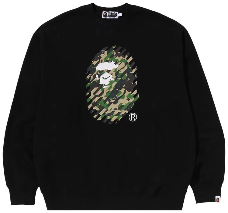 BAPE ABC Camo Ape Head Relaxed Fit Crewneck Sweatshirt Black